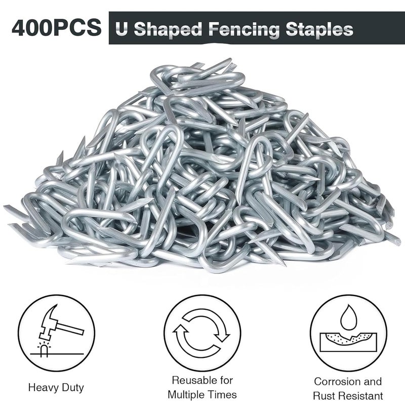 AHEONLAR Wire Fencing Staples (400PCS), 1'' Galvanised Fence Staples, U Nails Fence Fasteners Yard Cable Staples, U Shaped Nails for Wood, Chicken Wire, Mesh Fence, Woven Fencing and Wire Mesh - Image 4